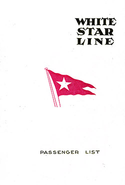 Front Cover, Cabin Passenger List from the SS Arabic of the White Star Line, Departing 18 September 1924 from Hamburg to Halifax and New York.