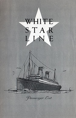 Passenger Manifest, White Star Line RMS Majestic 1922