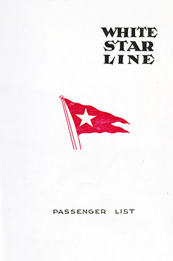 Passenger Manifest, White Star Line SS Pittsburgh - 1924-09-04