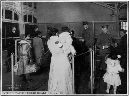 Medical Inspection of Immigrants in the Proximal Lines at Ellis Island.