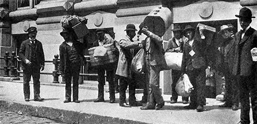 Italian Immigrants Leaving The Office Of The Society For The Protection Of Italian Immigrants.