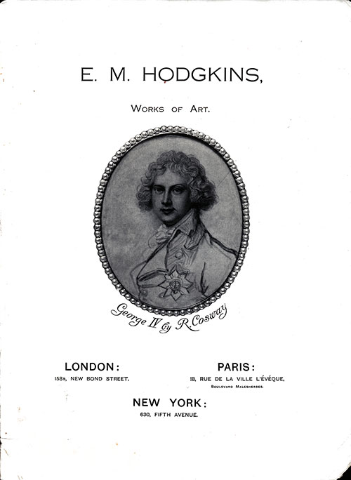 Advertisement: E. M. Hodgkins, Works of Art, Located in London, Paris, and New York.