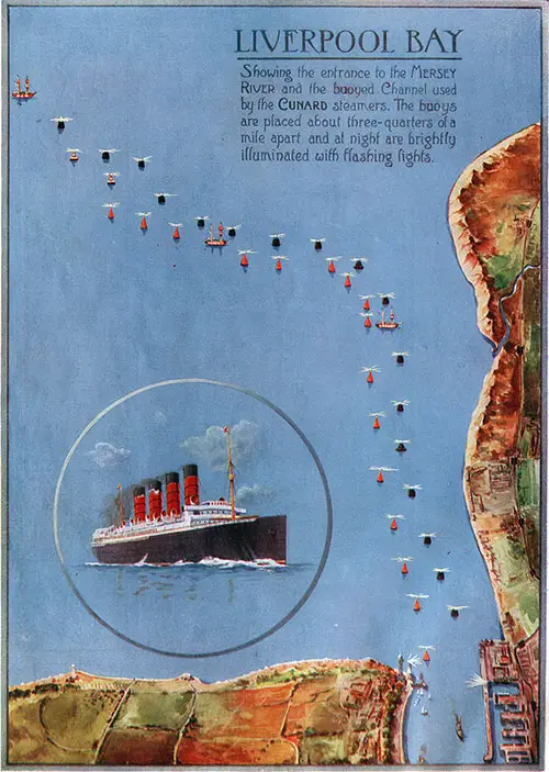 Map of Liverpool Bay. Cunard Daily Bulletin, Summer 1912.