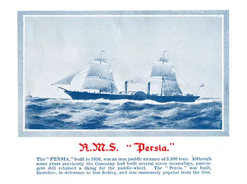 The RMS Persia, Built in 1856, Was an Iron Paddle Steamer of 3,300 Tons.