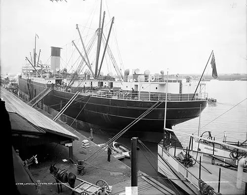 Loading Cotton Onto the SS Meltonia at the Liverpool Landing Stage, ca 1910.