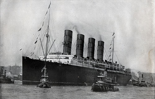 The Lusitania Leaving Her Pier at New York