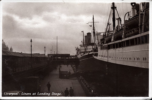 Liners at the Landing Stage at Liverpool. nd ca early 1900s.