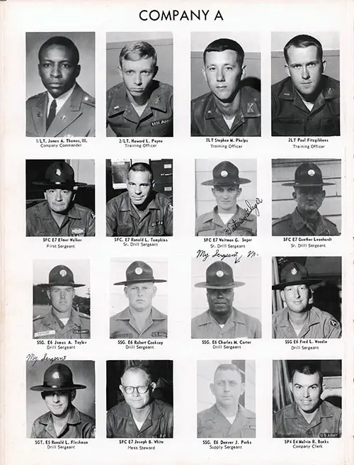 Company A 1967 Fort Benning Basic Training Leadership, Page 2.