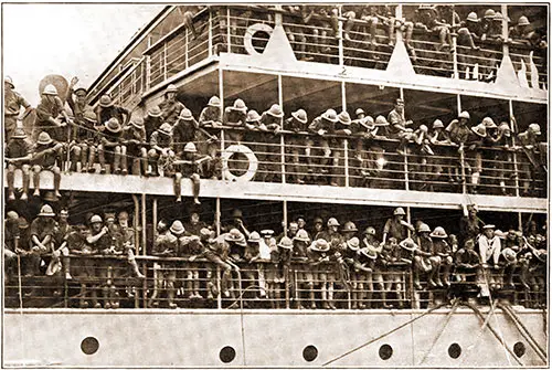 South African Infantry on Board the Transport Ship Laconia of the Cunard Line.
