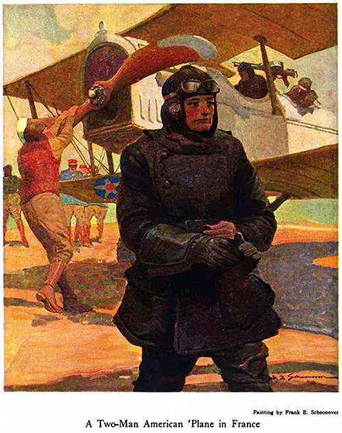 A Two-Man American Plane in France. Painting by Frank E. Schoonover.