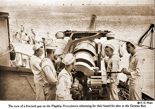 The Crew of a 5-Inch Gun on the Flagship USS Pennsylvania.