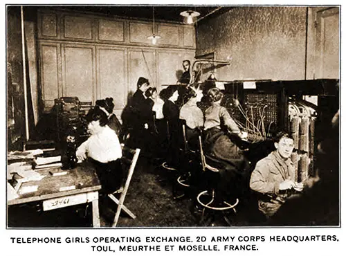 Telephone Girls Operating Exchange, Second Army Corps Headquarters, Toul, Meurthe et Moselle, France, 1918.