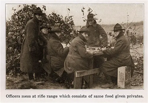 Officers Mess at the Rifle Range Which Consists of the Same Food Given to Privates.