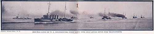 Double Line of US Destroyers Kept the Sea Lanes Open for Transports.