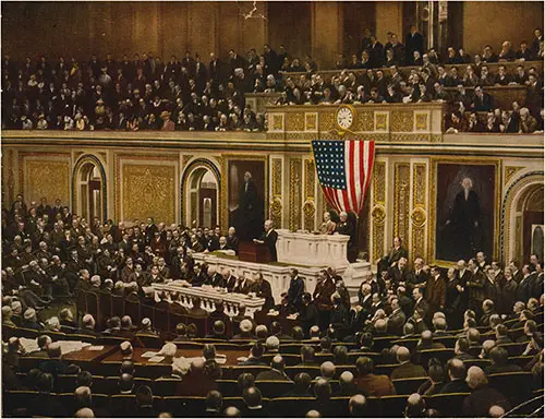 President Woodrow Wilson asking Congress to Declare War on Germany, 2 April 1917 for the Freedom of the World.