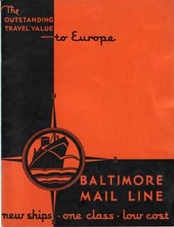 New Ships - One Class - Low Cost - Baltimore Mail Line Brochure from the 1930s