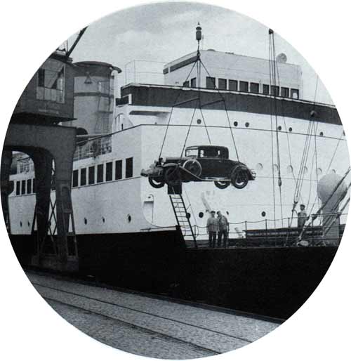 Automobile being loaded onto a Steamship