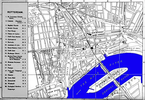 Map of Rotterdam Harbor circa 1908.