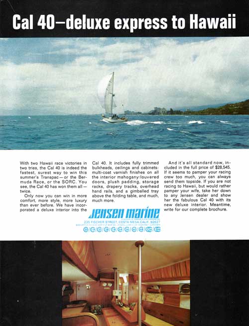 CAL 40 Yacht - Deluxe Express to Hawaii. 1978 Print Advertisement.