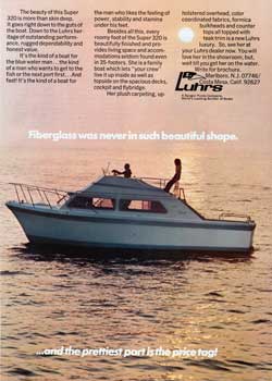 Luhrs 320 yacht - Fiberglass was never in such beautiful shape. 1971 Print Advertisement.
