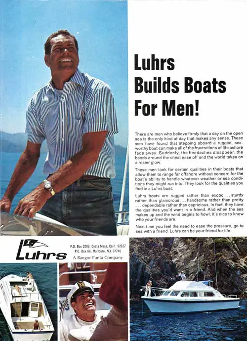 Luhrs Builds Boats For Men! 1971 Magazine Advertisement