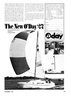 The New O'Day 27 - Fast, Comfortable, Sleeps 5 and under $7,000 - 1972 Print Advertisement.