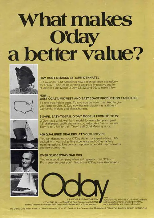 What makes O'day a better value? 1974 Magazine Advertisement