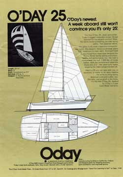 O'Days Newest Sailboat - the O'Day 25 - 1974 Print Advertisement.