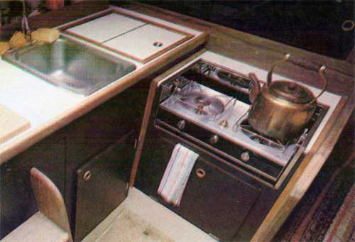 View of the Galley including Sink and Stove Top