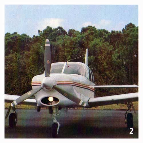 Optional 3 bladed prop gives you better clearance when taxiing and shorter take-off distance. - 1980 Brochure