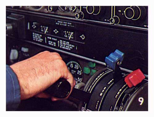 Throttle, prop and mixture controls are grouped in a convenient central power quadrant. - 1980 Brochure