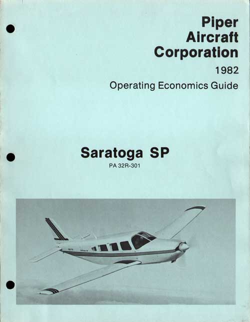 1982 Saratoga SP Operating Economics Guide - Piper Aircraft Corporation