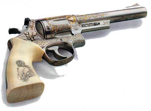 Close-up of Smith & Wesson Custom Engraved Gun