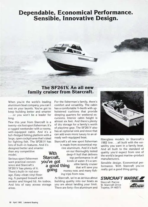Starcraft Marine SF261V Family Cruiser - 1982 Print Advertisement.