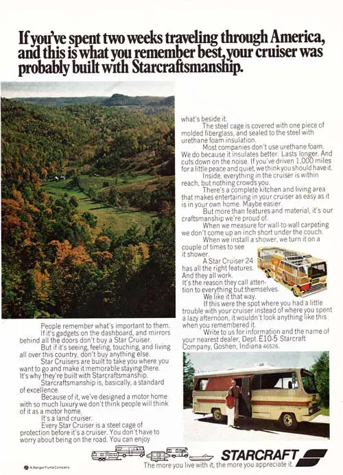 Star Cruiser 24 from Starcraft - Traveling around America - 1973 Print Advertisement.