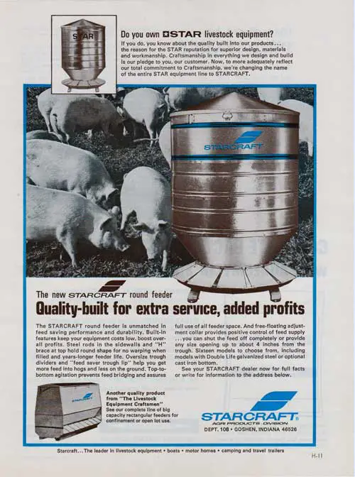 The New Stacraft Round Livestock Feeder. 1971 Print Advertisement.