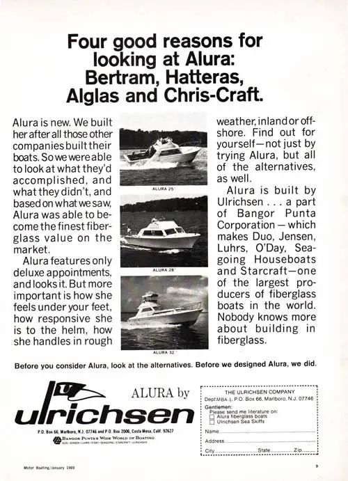 Four good reasons for looking at the Ulrichsen Alura ... 1969 Print Advertisement