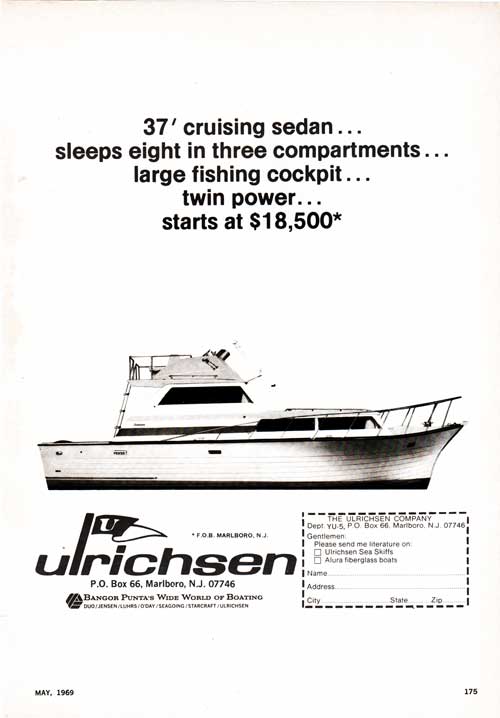 Ulrichsen 37 Foot Boat - 1969 Magazine Advertisement
