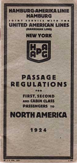 Passage Regulations Brochure from 1924