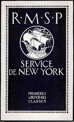 RMSP - Service to New York - First and Second Class - 1921
