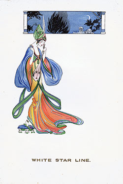 Menu Cover for a Gala Dinner Menu, White Star Line SS Laurentic, 1928