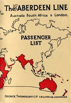 Passenger Manifest, Aberdeen Line TSS Demosthenes - 1926 - Front Cover