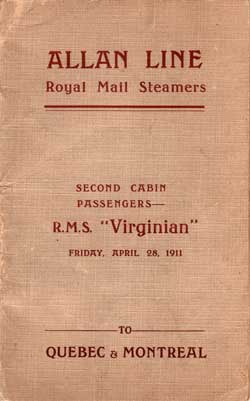 Passenger Manifest, Allan Line RMS Virginian 1911