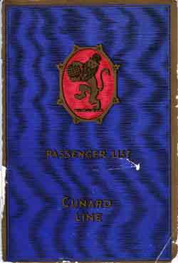 Passenger List, Cunard Line RMS Aquitania - May 1929