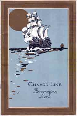 Passenger List, Cunard Line RMS Caronia - July 1927