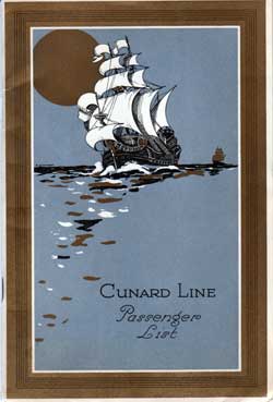 Passenger List, Cunard Line RMS Lancastria - Sept. 1926