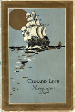 Passenger List, Cunard Line RMS Tuscania - 1926