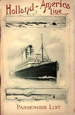 Passenger Manifest, Holland America Line TSS Ryndam, 1908, Rotterdam to New York