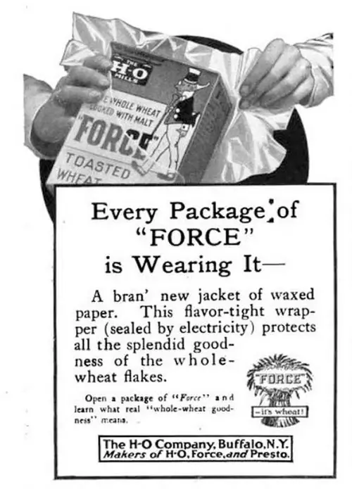 HO "FORCE" Toasted Wheat Flakes 1914 Ad