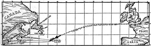 Track Chart Showing the Place Where Titanic Struck an Iceberg and Sank at 2.20 A. M., April 15, 1912.